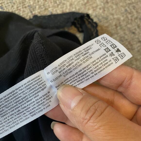 Primark Cami TankTop Black Lace Trim Women L Stretch Ripped Goth - Picture 6 of 8